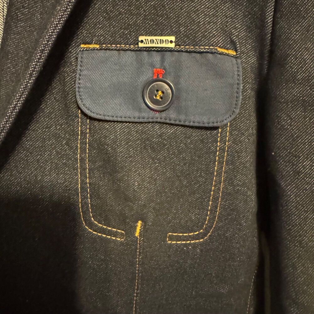 MONDO VTG Denim Blazer Jacket Mens Sz L Regular Fit Cotton Blend - Picture 8 of 10